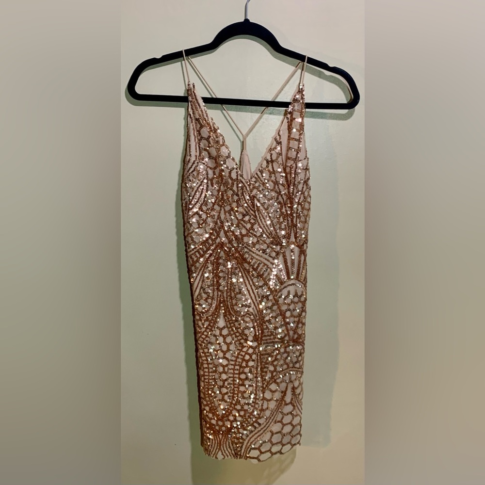 Women’s L’atiste Gold Sequin Mini Dress size small